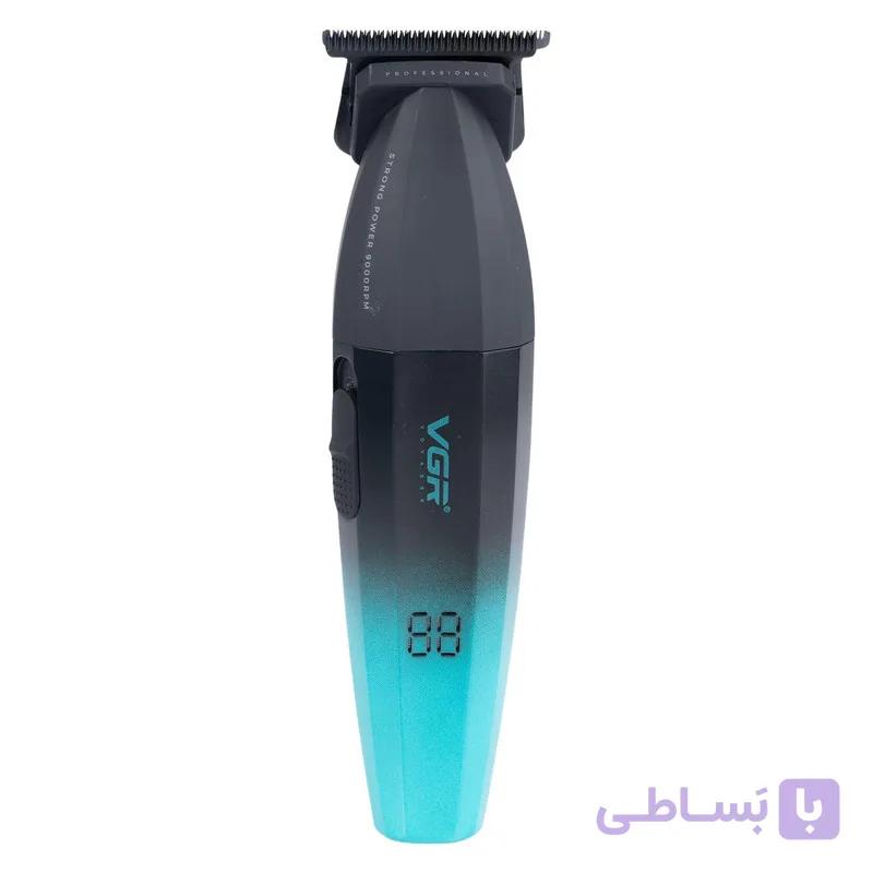 ماشین اصلاح موی سر و صورت وی جی آر مدل V-906 با تیغه سرامیکی پوشش DLC، موتور 9000 دور در دقیقه، باتری 2000 میلیآمپر ساعت با 240 دقیقه عمر شارژ، صفحه نمایش LED، طراحی ارگونومیک و مقاوم، قابلیت صفرزن، خط زن و حجم زن