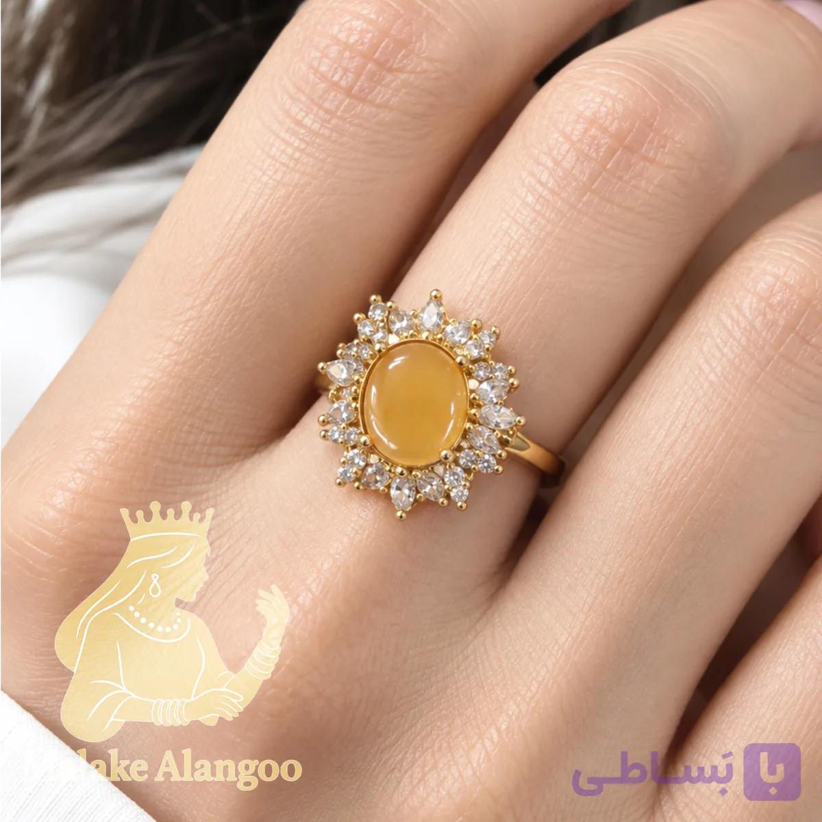 انگشتر عقیق طلاروس کد8129