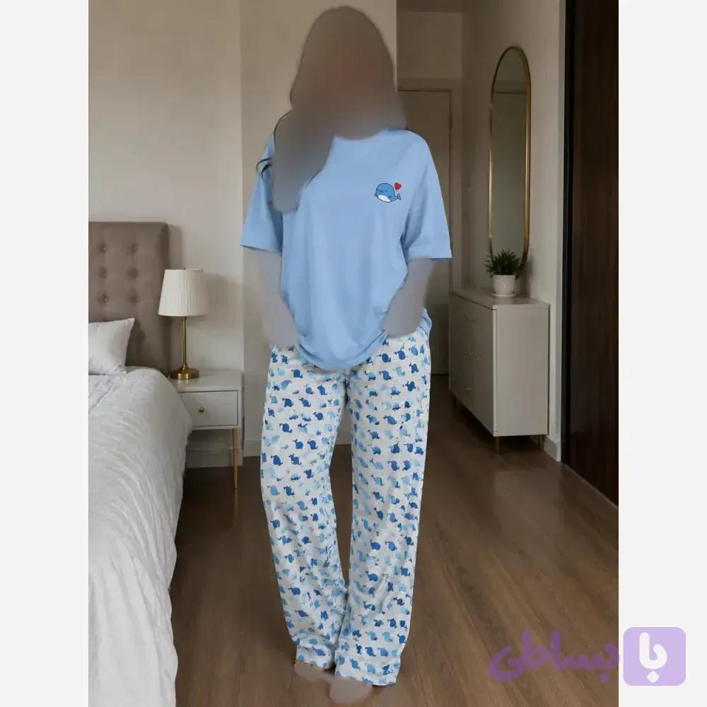 ست تیشرت باکسی و شلوار بگ بوگاتی نخ پنبه فری سایز