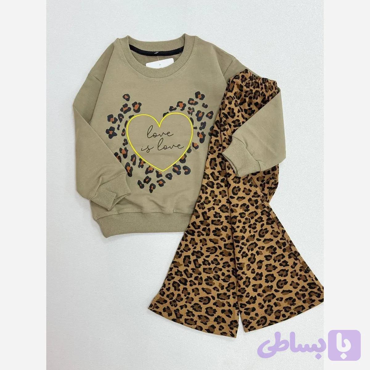 ست بلوز و شلوار دورس دخترانه طرح پلنگی رنگبندی متنوع سایز 35 تا 45