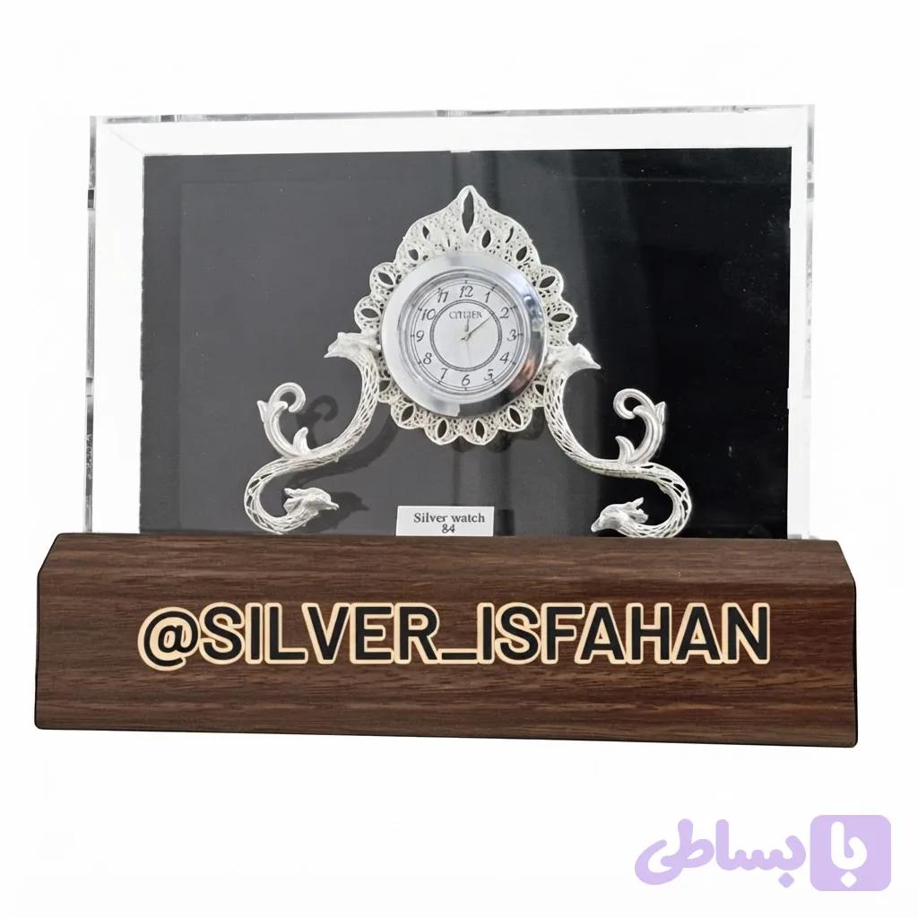 ساعت رومیزی تمام نقره عیار ۸۴ طرح سیمرغ
