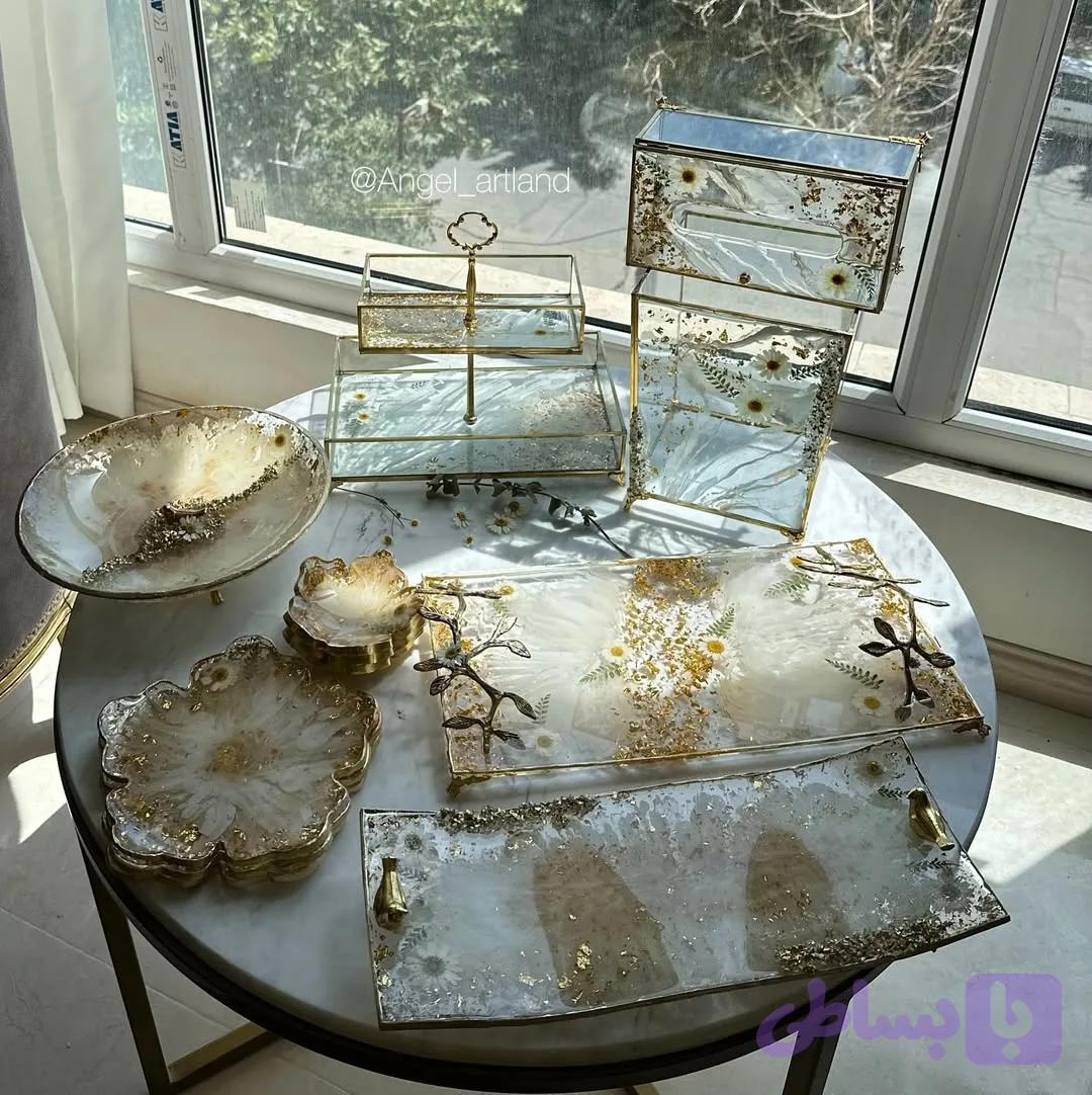 سرویس پذیرایی سفید با گل بابونه