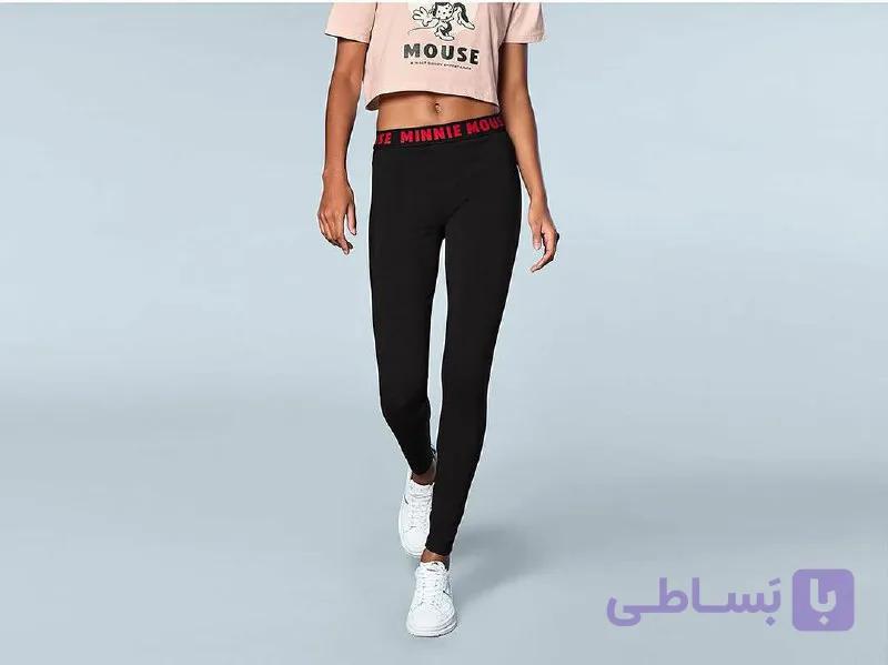 شلوار نخی زنانه دیزنی طرح میکی ماوس مشکی