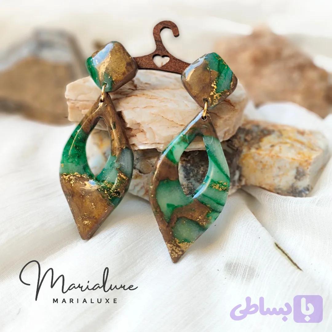 گوشواره ماربل رنگ ثابت ضد حساسیت