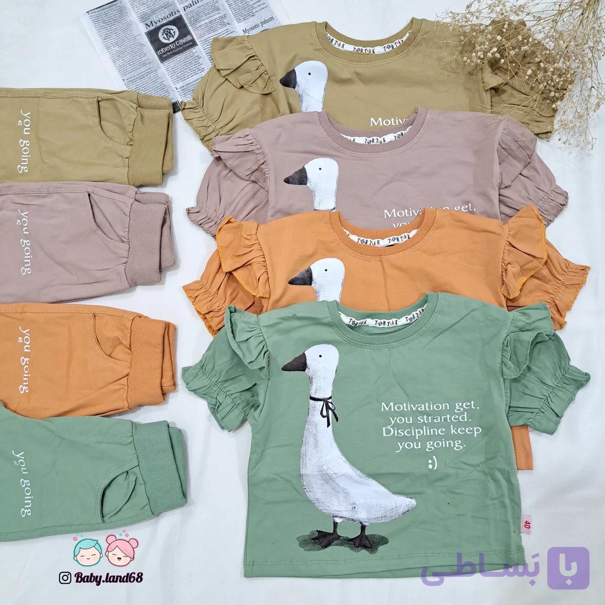 ست کراپ و شلوارک بچگانه دخترانه سایز ۴۵، مناسب ۴ تا ۵ سال ، جنس پنبه خنک تابستانی