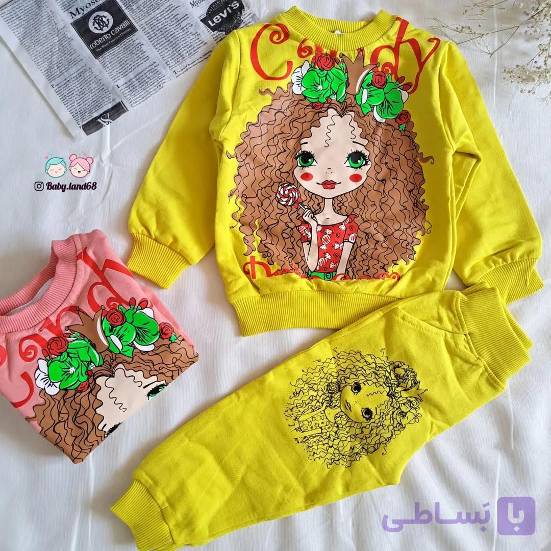 ست بلوز و شلوار بچه گانه دخترانه پاییزه ۱ تا ۵ سال سایز ۳۵ تا ۴۵ جنس دورس پنبه با کیفیت عالی و دوخت بسیار تمیز /طرح موفرفری