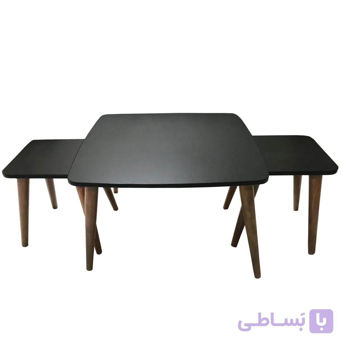 میز جلومبلی عسلی ساده مربع مشکی مدل مینیمال ۳عددی