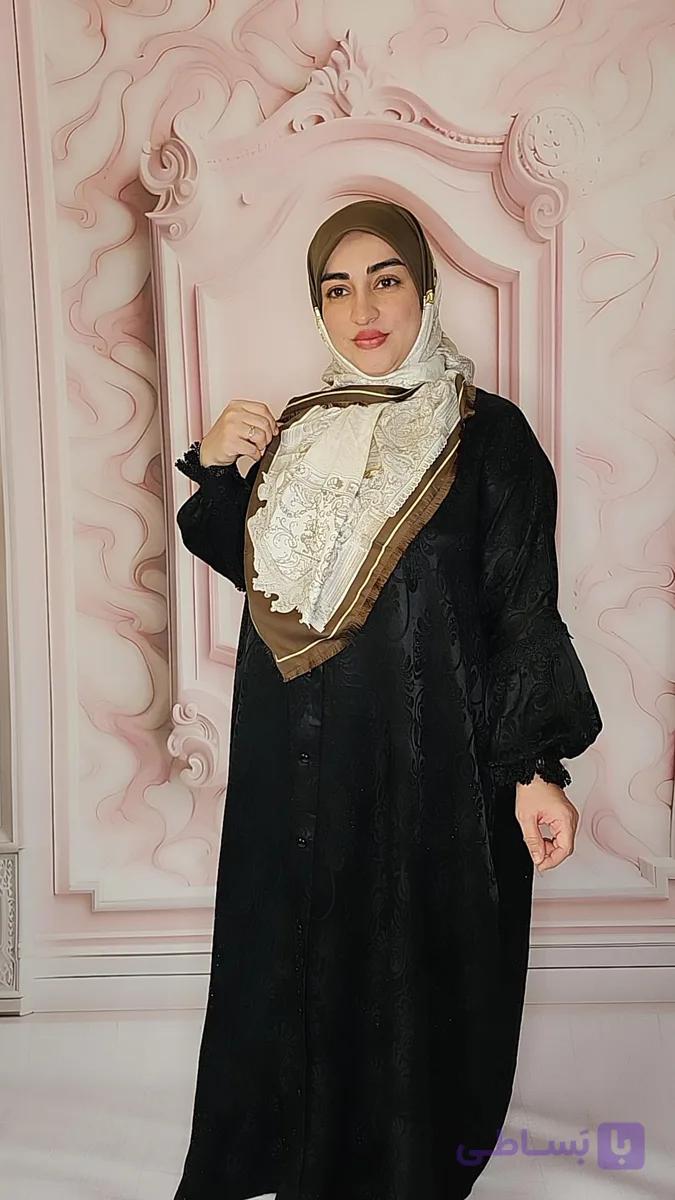 روسری ابریشم ژاکارد وارداتی طرح پیچازی ریشه سوزنی قواره 110