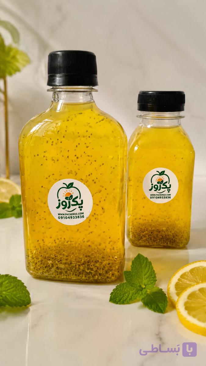 بطری پلاستیکی جوس استوانه ای مربعی و نوشیدنی، ظرف خالی آب میوه و شربت بطری ۲۵۰ سی سی
